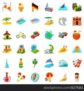 Good journey icons set. Cartoon style of 36 good journey vector icons for web isolated on white background. Good journey icons set, cartoon style