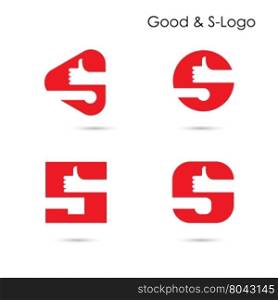 Good logo and S- letter icon abstract logo design.Hand logo and S- letter alphabet vector design.Business and education creative logotype symbol.Vector illustration