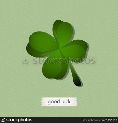 Good luck card with Saint Patrick four leaves clover