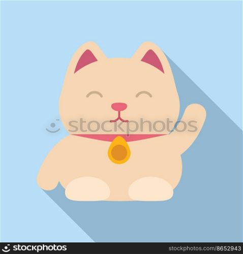 Good lucky cat icon flat vector. Neko japan. Chinese money. Good lucky cat icon flat vector. Neko japan