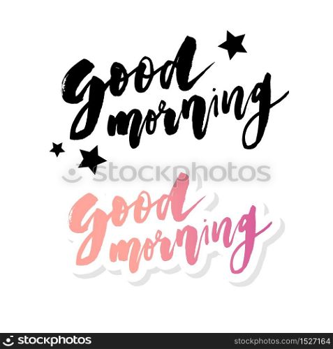 Good Morning lettering text vector illustration. Good Morning lettering text vector illustration calligraphy