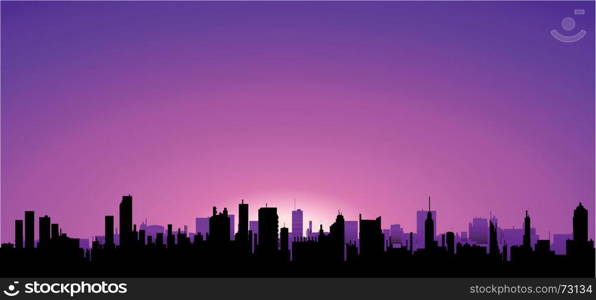 Good Morning New York !. Illustration of a beautiful dawn on an urban landscape background