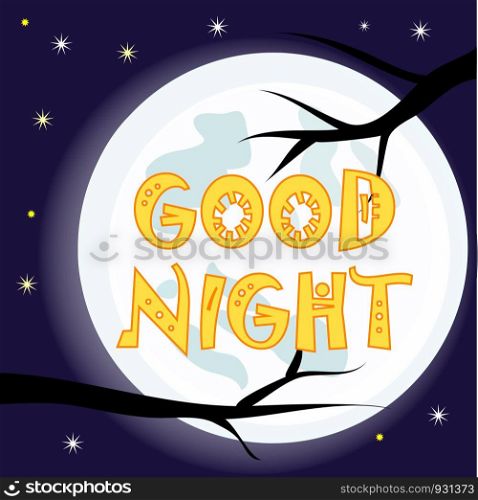 Good night card with sleeping moon. Good night card with sleeping moon and cute owl.