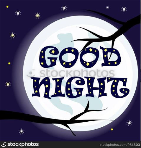 Good night card with sleeping moon. Good night card with sleeping moon and cute owl.
