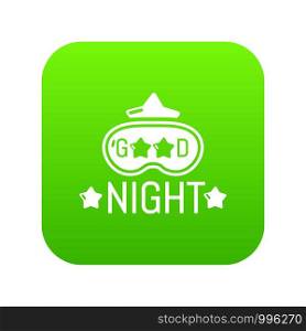 Good night icon green vector isolated on white background. Good night icon green vector