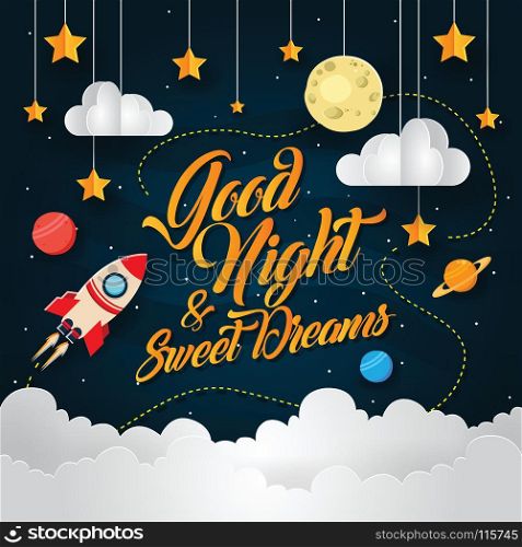 good night sweet dream rocket theme. good night sweet dream rocket theme vector