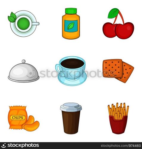 Good nutrition icons set. Cartoon set of 9 good nutrition vector icons for web isolated on white background. Good nutrition icons set, cartoon style