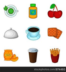 Good nutrition icons set. Cartoon set of 9 good nutrition vector icons for web isolated on white background. Good nutrition icons set, cartoon style