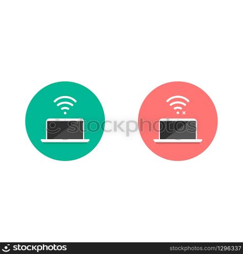 Good or bad wifi signal with laptop or notebook, computer. Vector EPS 10