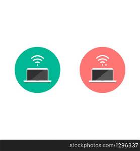 Good or bad wifi signal with laptop or notebook, computer. Vector EPS 10