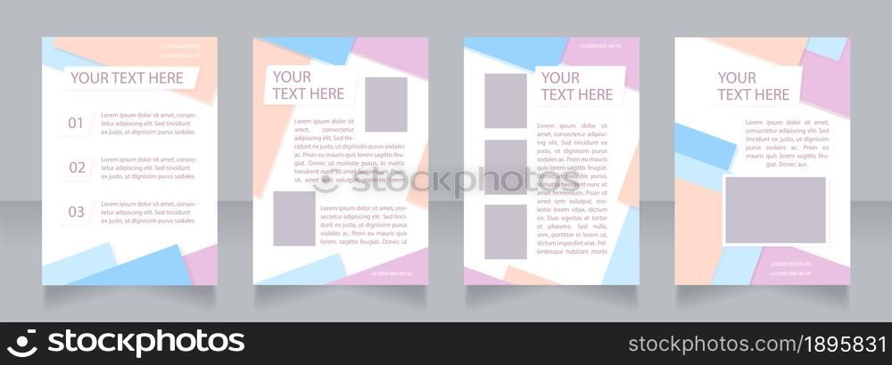 Goods advertisement blank brochure layout design. New products promotion. Vertical poster template set with empty copy space for text. Premade corporate reports collection. Editable flyer paper pages. Goods advertisement blank brochure layout design