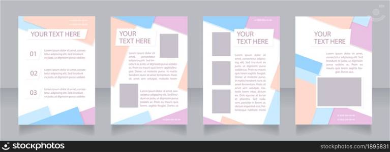 Goods advertisement blank brochure layout design. New products promotion. Vertical poster template set with empty copy space for text. Premade corporate reports collection. Editable flyer paper pages. Goods advertisement blank brochure layout design