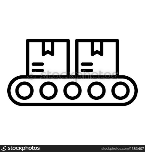 Goods on the conveyor icon. Outline goods on the conveyor vector icon for web design isolated on white background. Goods on the conveyor icon, outline style