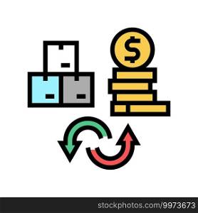 goods to money converter color icon vector. goods to money converter sign. isolated symbol illustration. goods to money converter color icon vector illustration