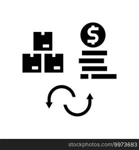 goods to money converter glyph icon vector. goods to money converter sign. isolated contour symbol black illustration. goods to money converter glyph icon vector illustration
