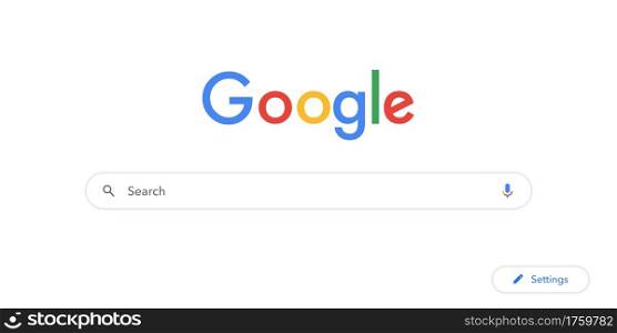 Google search bar vector illustration. Browser window white background. Search engine icon. Looking for answers and find it concept. Mockup. Google site mock up.