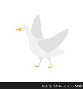 Goose bird in flat style isolated on white background. Funny cartoon character. Simple vector illustration. Goose bird in flat style isolated on white background. Funny cartoon character.