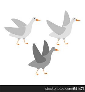 Goose flat vector illustration. Illustration of a goose on white background.. Goose flat illustration. Illustration of a goose on white background.