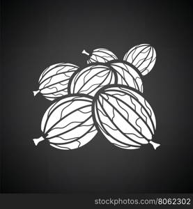 Gooseberry icon. Black background with white. Vector illustration.