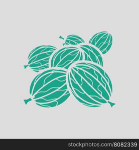 Gooseberry icon. Gray background with green. Vector illustration.