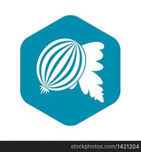 Gooseberry with leaves icon. Simple illustration of gooseberry with leaves vector icon for web. Gooseberry with leaves icon, simple style