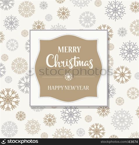 Gorgeous Christmas card with silver and golden snowflakes, vector illustration