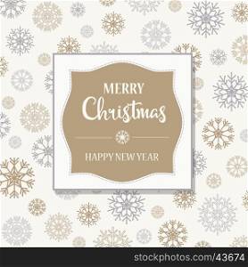 Gorgeous Christmas card with silver and golden snowflakes, vector illustration