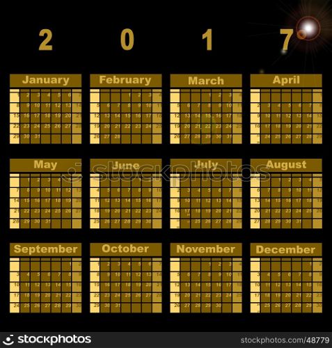 Gorgeous demo 2017 calendar template, stock vector