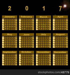 Gorgeous demo 2017 calendar template, stock vector