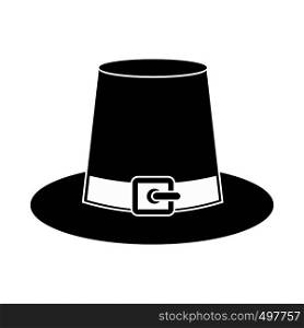Gorgeous pilgrim hat icon. Black simple style. Gorgeous pilgrim hat icon