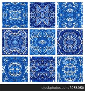 Gorgeous seamless patchwork pattern from blue and white oriental tiles, ornaments. Set of tiles for wallpaper, backgrounds, decoration for your fabric design, ceramic, page fill and more.. Gorgeous seamless patchwork pattern from blue and white oriental tiles, ornaments