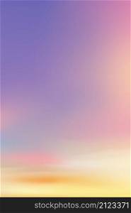 Gorgeous Sunset twilight with clear sky in Pink, Purple,Blue sky,Vertical Dramatic dusk sky landscape in evening,Vector natural banner of sunrise or sunlight for four seasons background