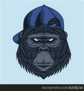 Gorilla head Cap vector illustration