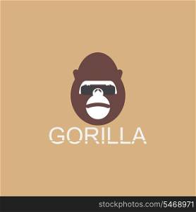 Gorilla in eyeglasses on brown background