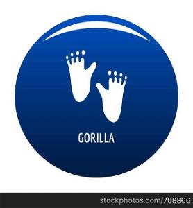 Gorilla step icon vector blue circle isolated on white background . Gorilla step icon blue vector