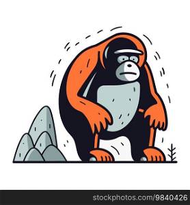 Gorilla. Wild animal. Vector illustration in cartoon style.