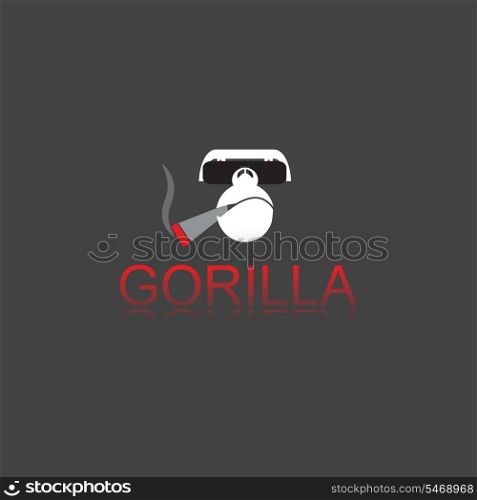 Gorilla with cigar on grey background