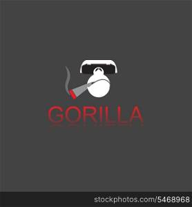 Gorilla with cigar on grey background