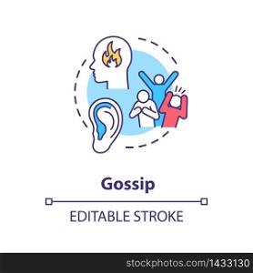 Gossip concept icon. People talk negatively. Ear listen to fake story. Group chat. Spread rumors idea thin line illustration. Vector isolated outline RGB color drawing. Editable stroke. Gossip concept icon