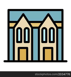 Gothic big house icon. Outline gothic big house vector icon color flat isolated. Gothic big house icon color outline vector