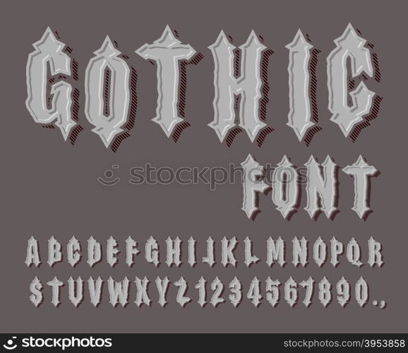 Gothic font. Medieval letter and digit. Awesome Alphabet. Font for Knights and Kings. ABCs of romanticism&#xA;