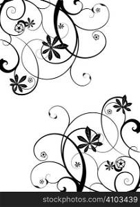 Gothic grunge floral design in black and white
