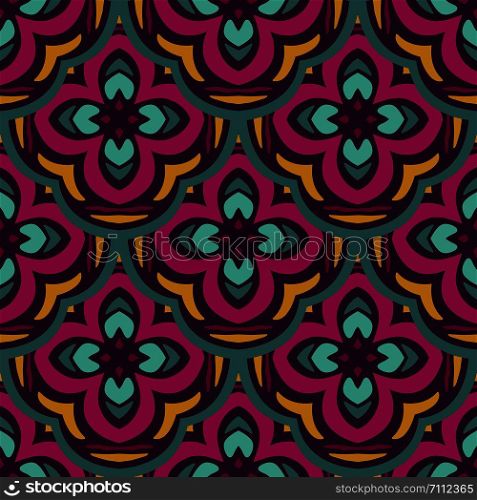 Gothic Tiled ethnic boho pattern for fabric. Abstract geometric mosaic vintage seamless pattern ornamental.. Abstract colorful gothic geometric ethnic seamless pattern ornamental