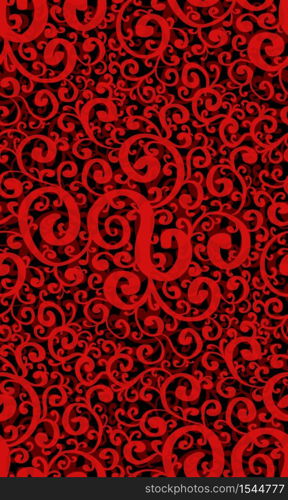 Gothic vintage doodle pattern. Vector red tracery texture for wrapping paper, fabrics, backgrounds and your creativity.. Gothic vintage doodle pattern. Vector red tracery texture