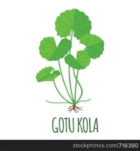 Gotu Kola vector logo in flat style. Isolated object. Superfood Gotu Kola medical herb. Vector illustration.