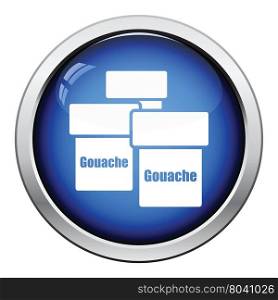 Gouache can icon. Glossy button design. Vector illustration.