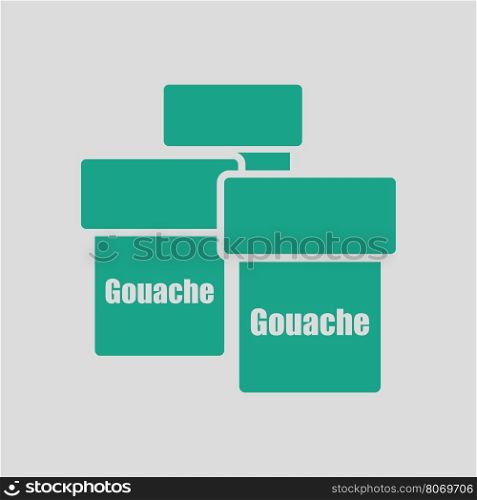 Gouache can icon. Gray background with green. Vector illustration.
