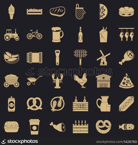 Gourmet food icons set. Simple set of 36 gourmet food vector icons for web for any design. Gourmet food icons set, simple style