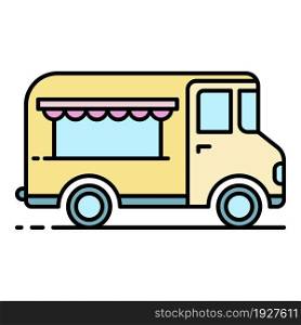 Gourmet food truck icon. Outline gourmet food truck vector icon color flat isolated. Gourmet food truck icon color outline vector