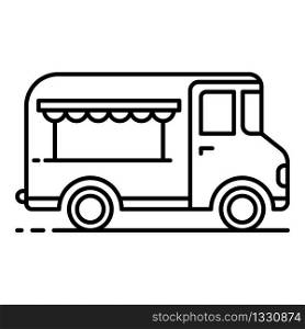 Gourmet food truck icon. Outline gourmet food truck vector icon for web design isolated on white background. Gourmet food truck icon, outline style